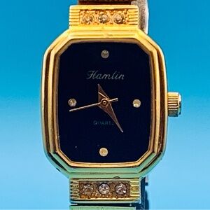HAMLIN Women’s Vintage Fashion Quartz Bracelet Wristwatch Gold Tone Working Cond
